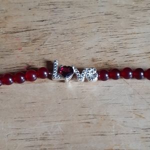 Garnet/Red Quartzite "Love " Bracelet